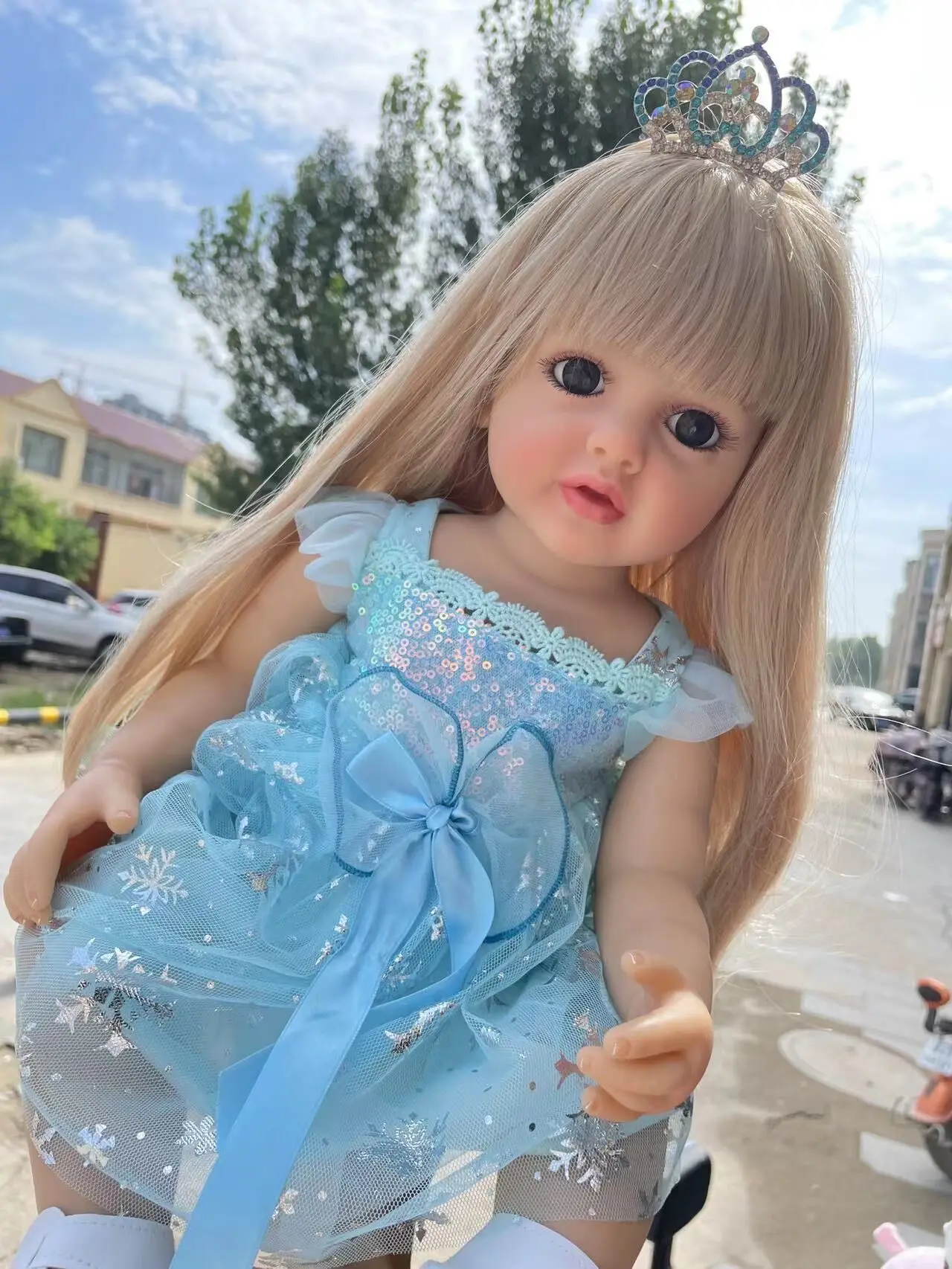 NPK  Betty 55CM Reborn Baby Doll Full Body Silicone Waterproof Toddler Girl Doll Princess Lifelike Sof Touch