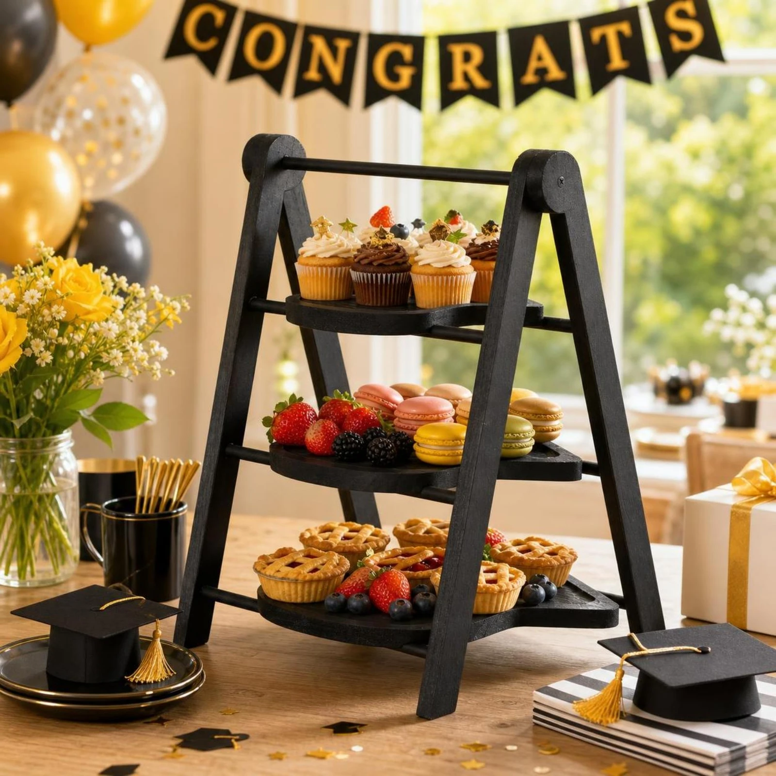 3 Tier Heart-Shaped Cake Stand Space-Saving 3 Tier Stand Rack with Heart-Shaped Trays Sturdy Tableware Decorative