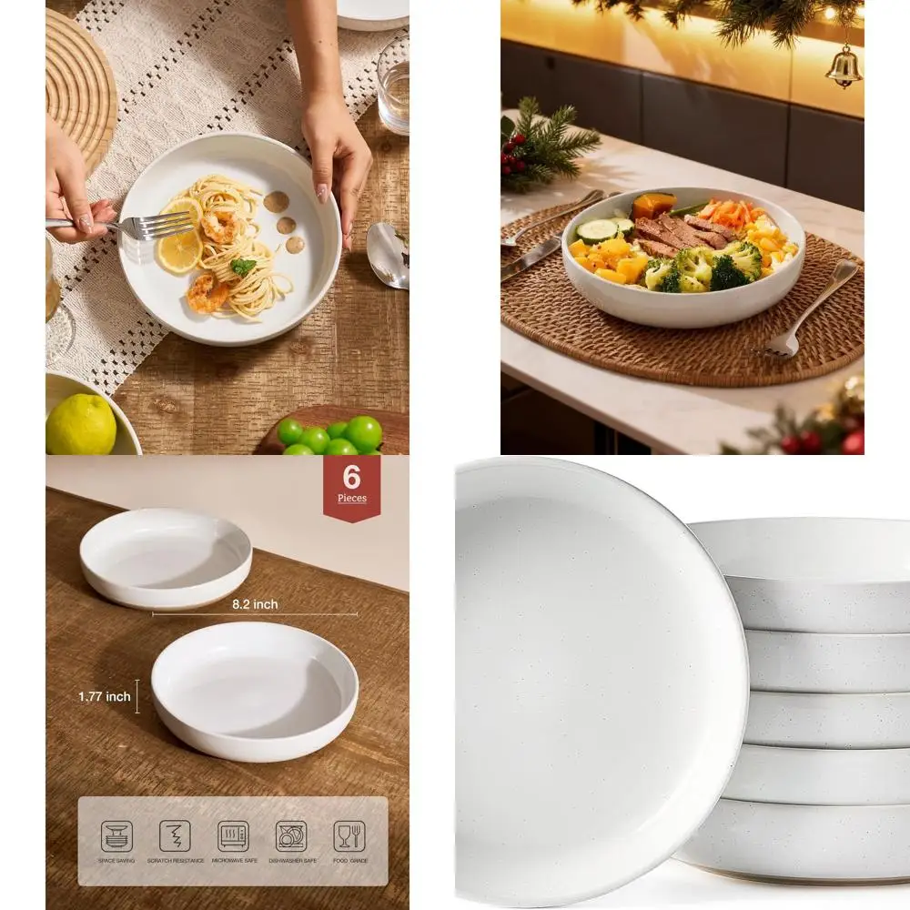 

Set of 6 White 33 oz Pasta and Salad Bowls, Perfect for Housewarming, Thanksgiving, and Christmas Gifts