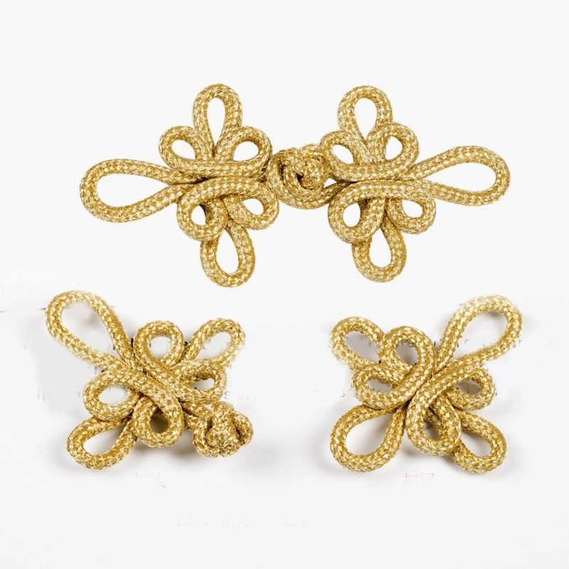 Gold Wire Chinese Cheongsam Button Knot Fastener Closures for DIY Handmade National Clothing