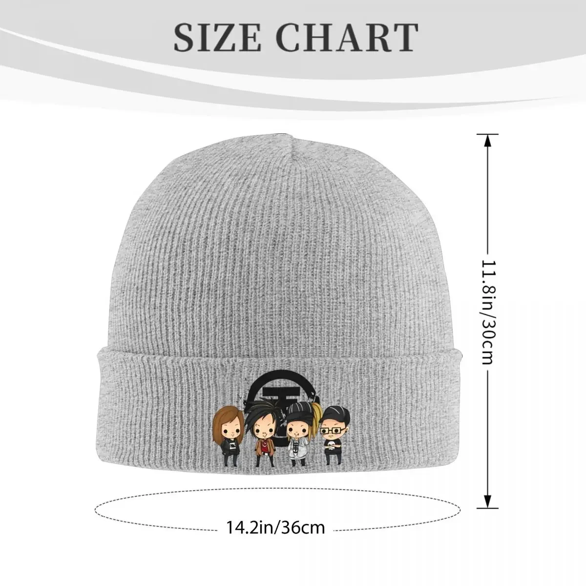 Tokio Hotel Cartoon Knitted Caps Women's Men's Beanies Winter Hat Rock Band Tour Warm Melon Cap