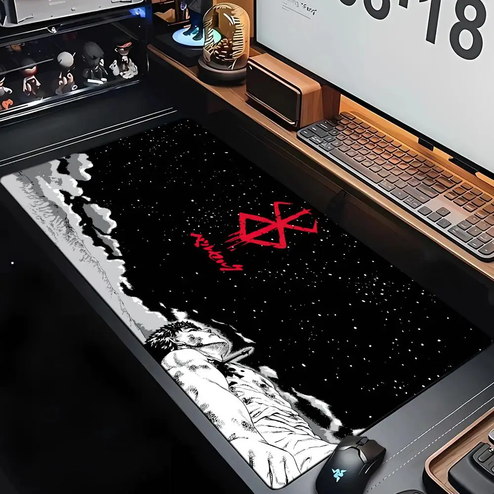 Warrior Berserk Theme Mouse Pad XXL Large Computer Office Game Table Pad Rubber Anti-Slip Locking Edge Expanded Long Table Pad