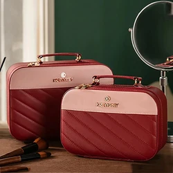 Scatola per il trucco portatile di grande capacità organizzatore di articoli da toeletta da viaggio portatile in pelle borsa per cosmetici da bagno con lavaggio impermeabile borse femminili