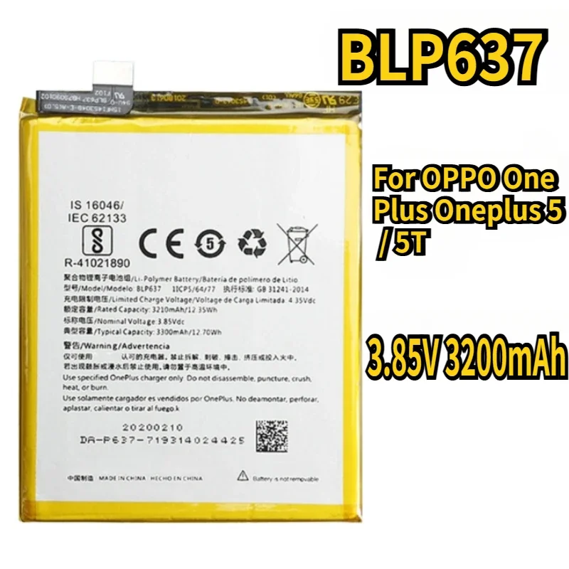 

BLP637 Battery For OPPO One Plus Oneplus 5 / 5T High Capacity 3200mAh Mobile Phone Replacement Battery