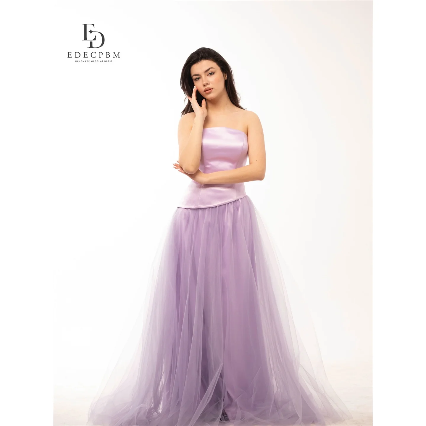 

EDECPBM Satin Strapless Purple A-Line Evening Dress 2026 Prom Dress Prom Customized Women Ladies Elegant Luxury Formal Gowns