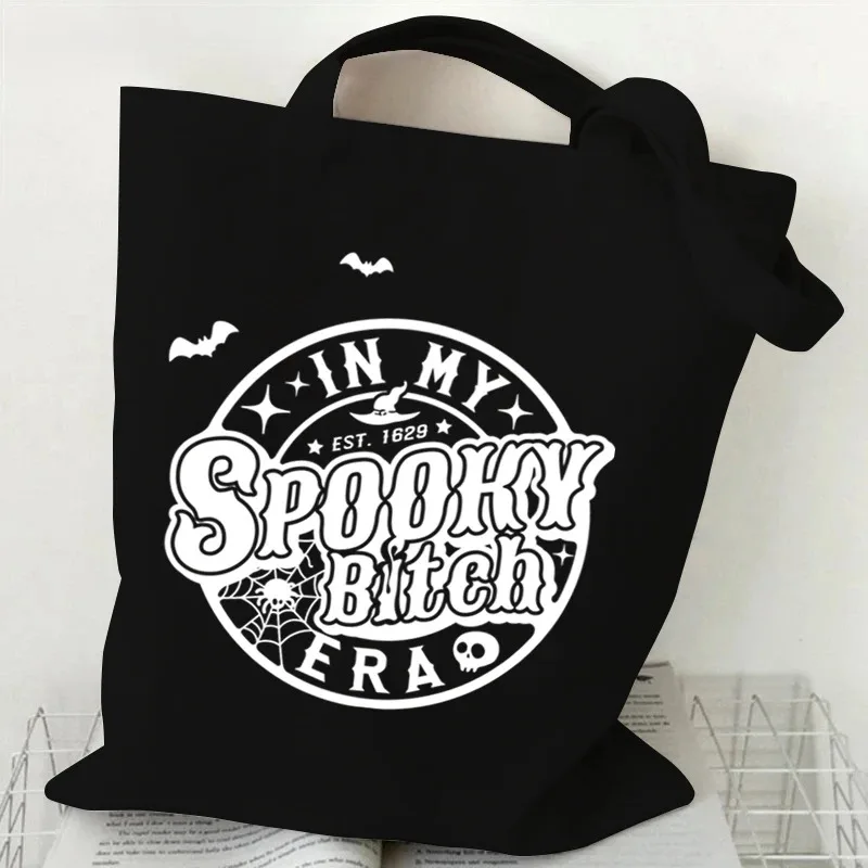 هالوين الهيكل العظمي تصميم قماش حقيبة تسوق المرأة مخيف اليقطين نمط حقيبة كتف الأطفال مضحك هالوين هدية حمل الحقائب