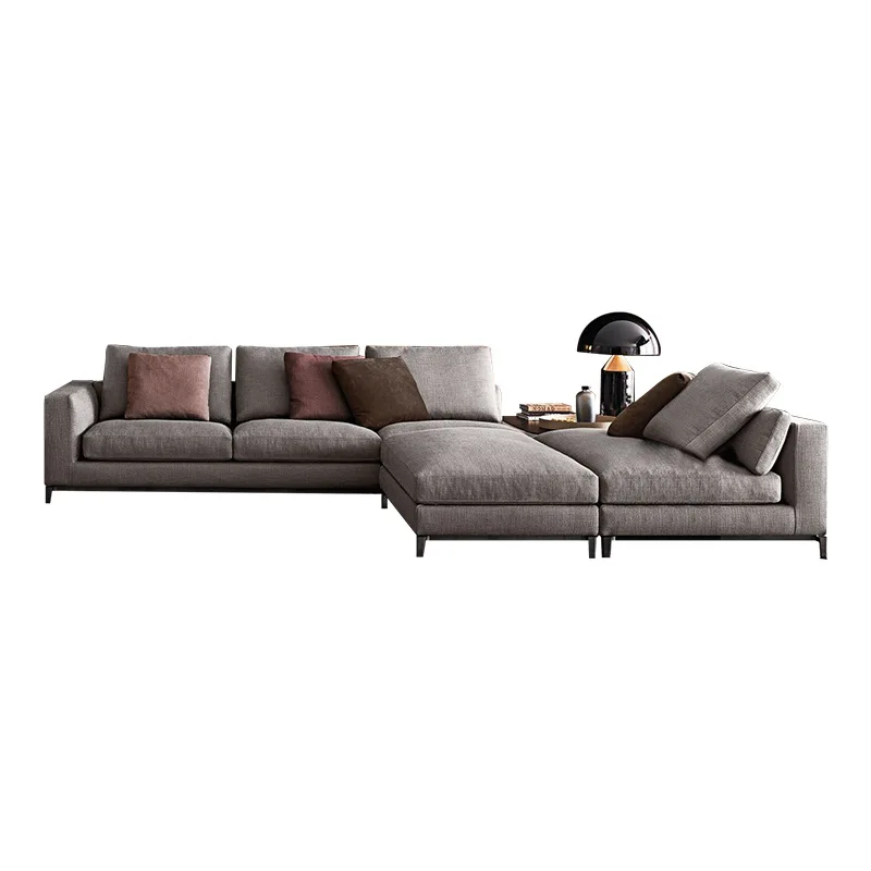 

Cotton and linen Italian sofa small apartment living room Nordic modern simple corner fabric sofa
