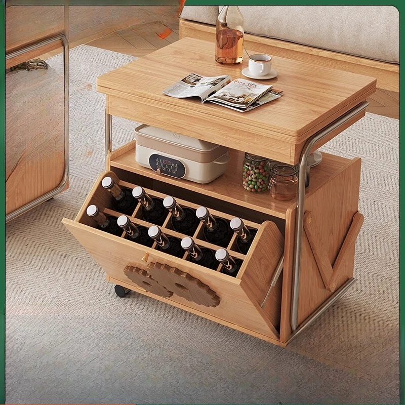 

Chalet Nordic log wind coffee table living room household side table modern simple small apartment foldable mobile tea