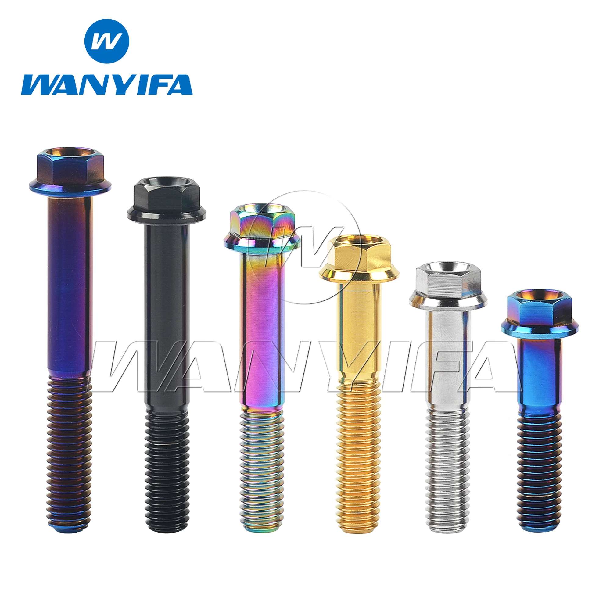 Wanyifa Titanium Bolts M8 M12x15~90mm Pitch1.25/1.5mm Hex Head Flange Screws for Motorcycle Disc Brake