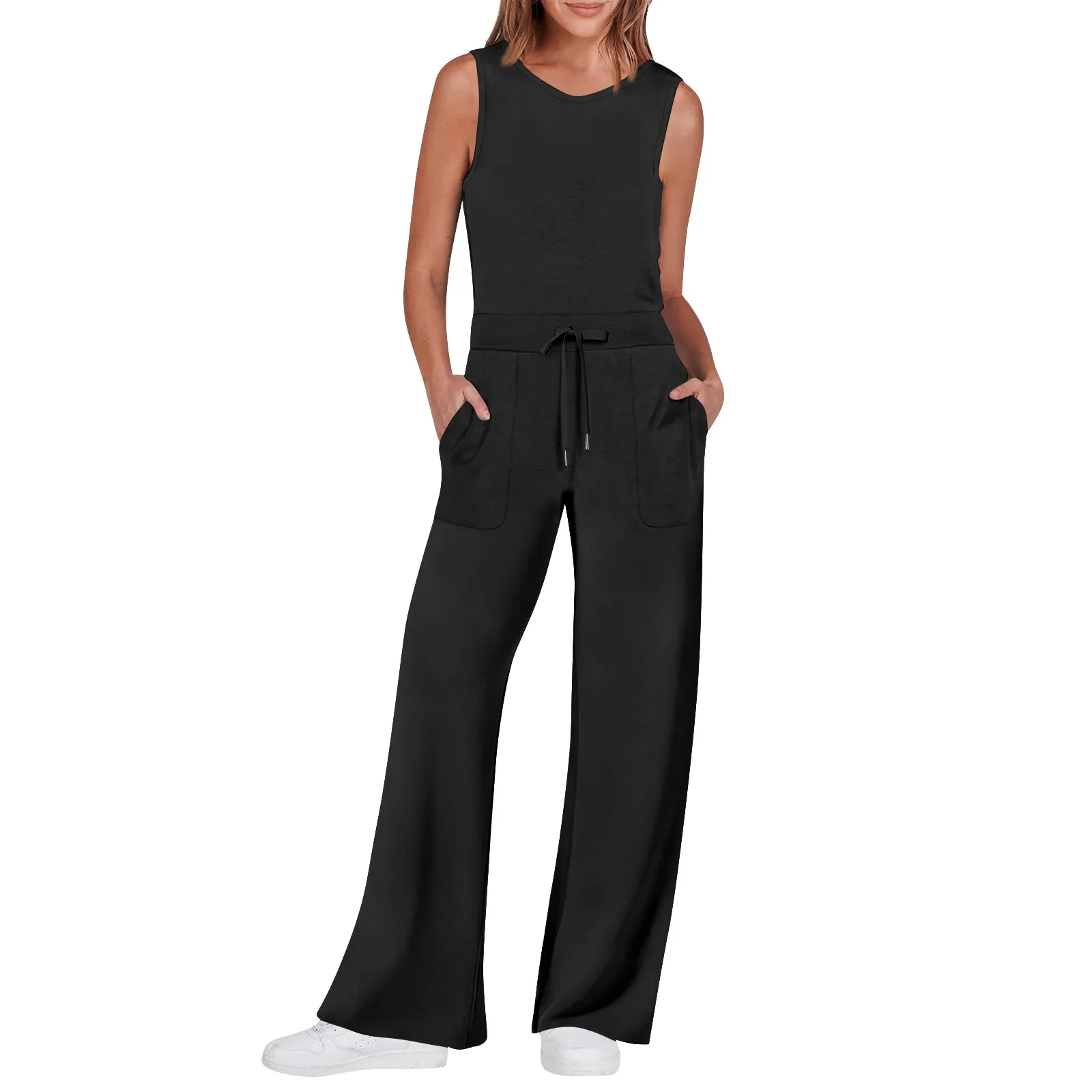 Women\'s Casual Versatile Sleeveless Solid Color Commuting Straight Tube Jumpsuit Jumpsuits for Women Jump Suit Womens Jumpsuit