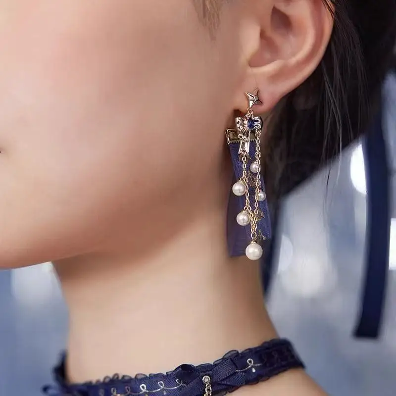 Genshin Impact Furina De Fontaine Cosplay Earrings Women Focalors Ear Clip Fashion Eardrop Jewelry Accessorie view 3
