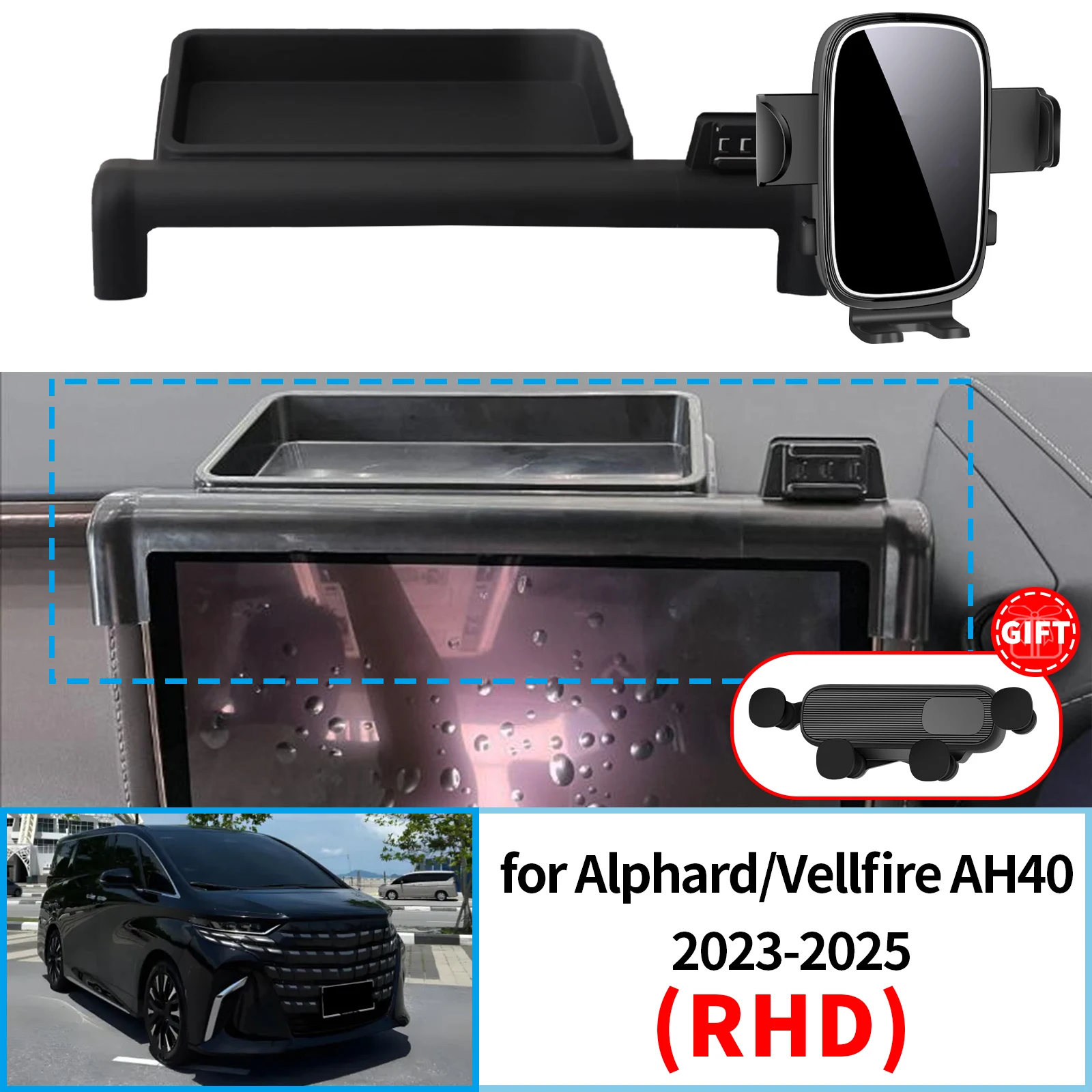 

for Toyota Alphard Vellfire 40 AH40 2023-2025 RHD ​​​​Stable Clip-On Phone Holder​​ Mount Screen Base No Vibration​ accessoires