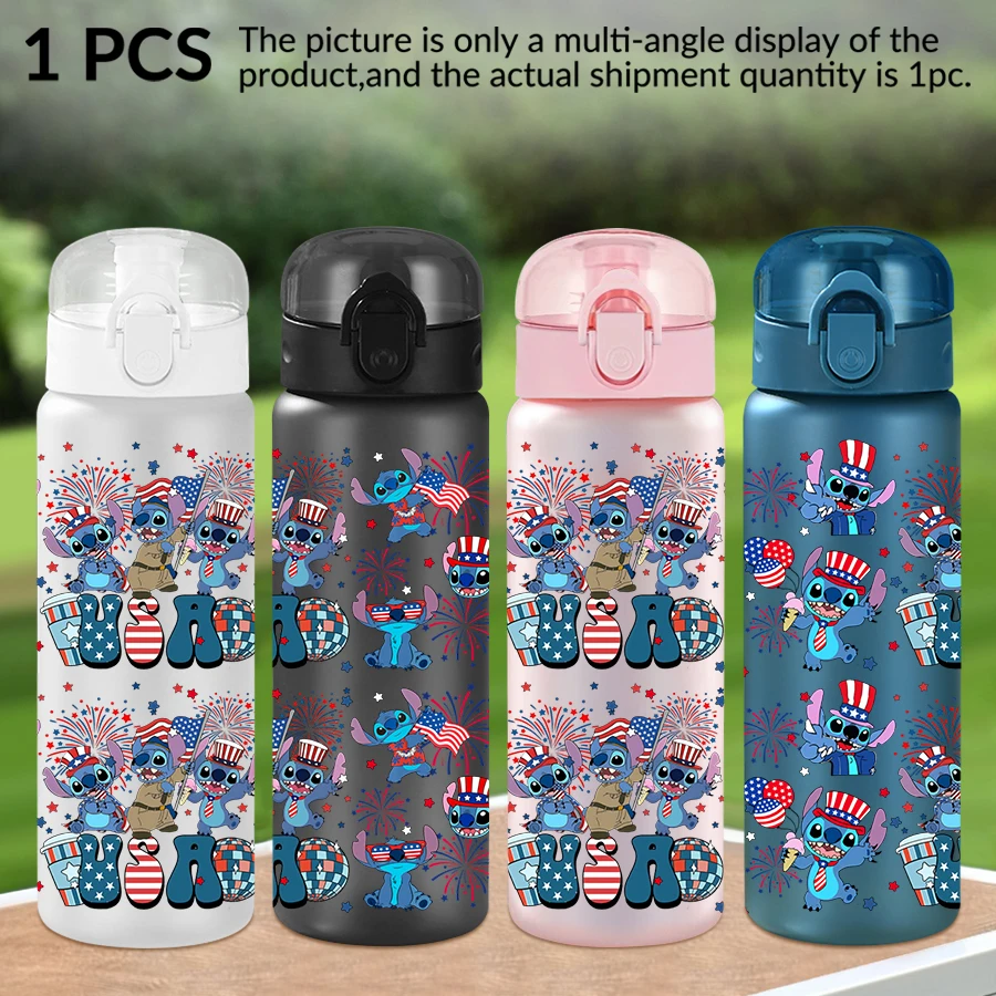 

1 шт., пластиковая бутылка для воды в американском стиле Disney Stitch, 26 унций, спортивная чашка для воды на открытом воздухе, подарок на день рождения/сверху в школу