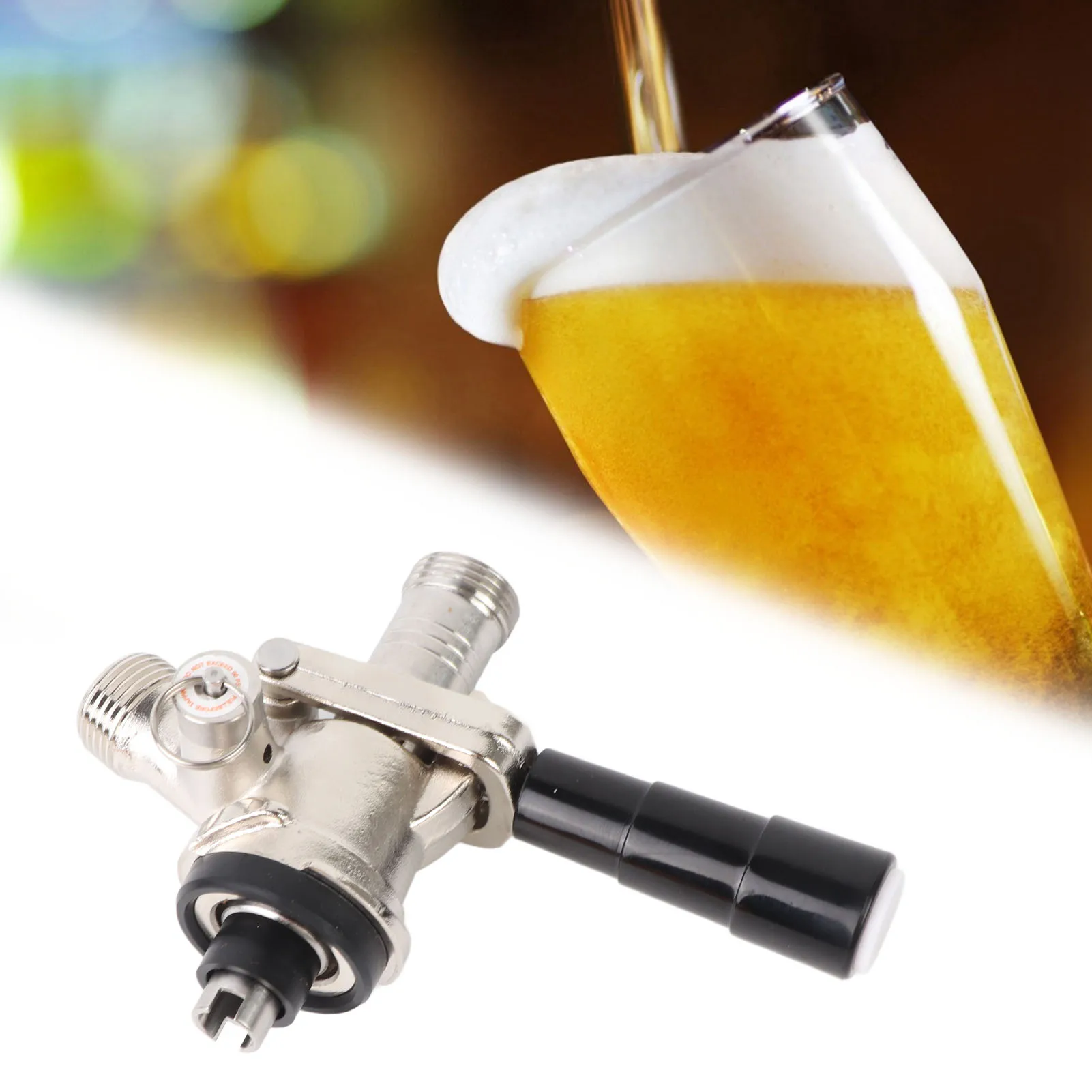 Stainless Steel Keg Coupler, D Type Keg Coupler, Kegerator D System Keg Tap Dispenser for Draft Beer Line Gas Brewing