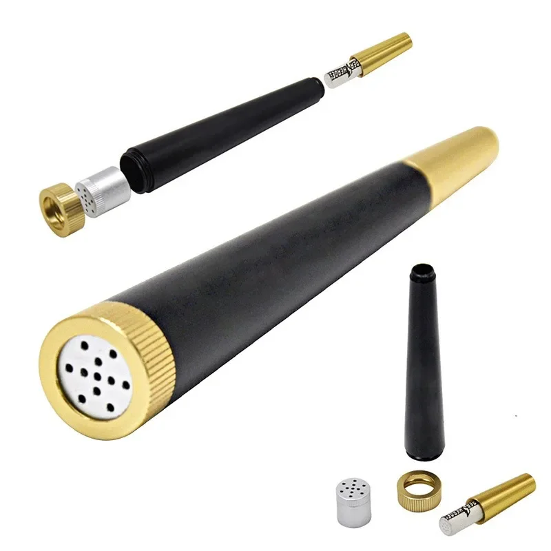 Metal Dry Herb Grass Smoking Pipe Portable Washable Filter Removable Dry Burning Tobacco Straight Pipes Smoking Accessories