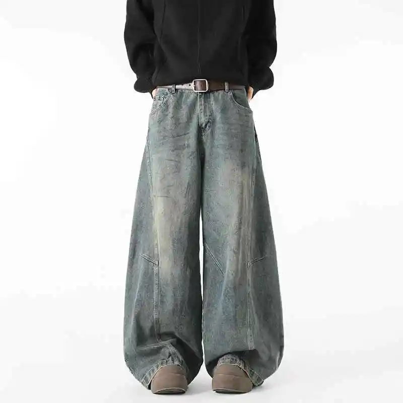 

Women Blue Y2k Baggy Jeans Harajuku Vintage Boyfriend Denim Trouser Japanese 2000s Style Bent Knife Jeans Pants Oversize Clothes
