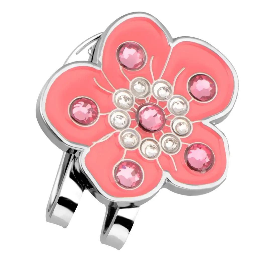 Plum Blossom Crystal Magnetic Hat Clip Golf Ball Markers for Golf Visor