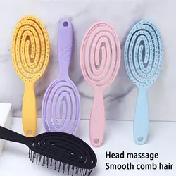 Hollow Back Comb Oval Comb Circular Bead Head Non-skin Curved Row Comb Household Multi-functional Wet Dry Dual-Use Hair Comb