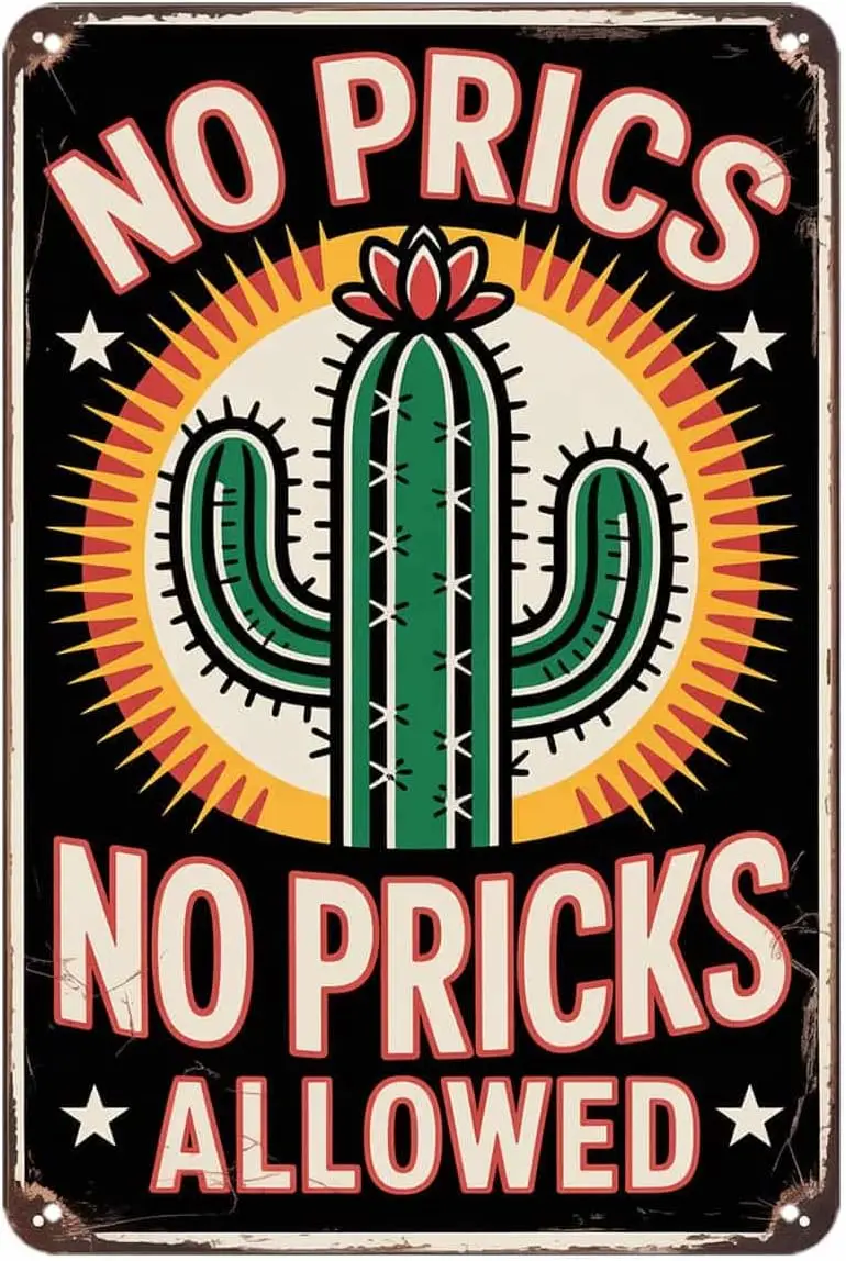 Cactus Design Tin Sign Retro Cactus Garden Wall Decor ( in) | Rustic Vintage Metal Signs Farmhouse Outdoor Patio Home Decor Gard