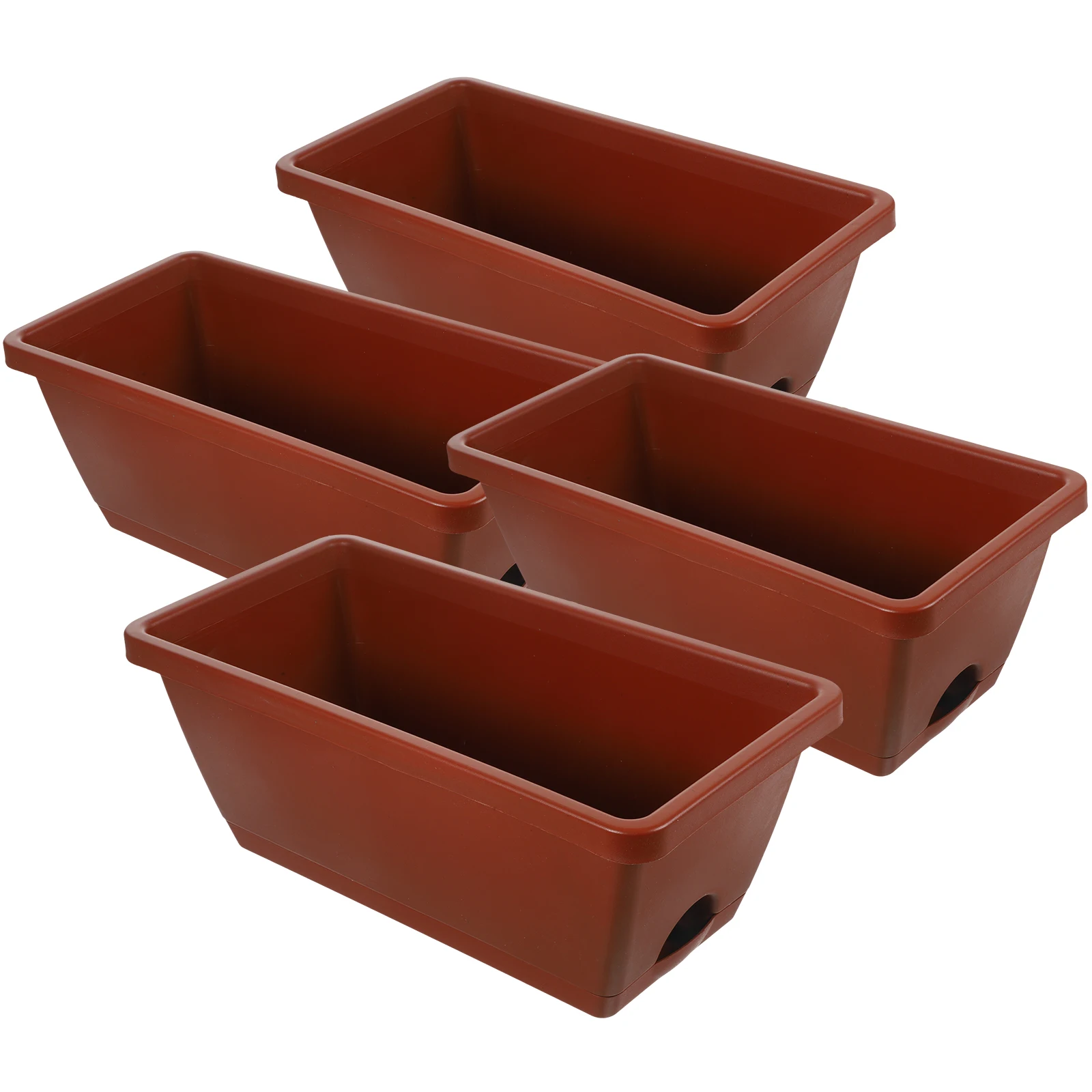 

4 Pcs Plastic Flower Pot Boxes for Windows Outdoor Plant Rectangular Flowerpot Planter