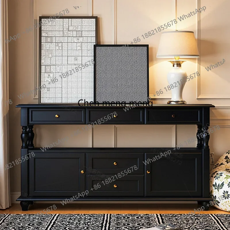 

RR French medieval style, solid wood porch cabinet foyer storage decorative wall, American end view storage cabinet