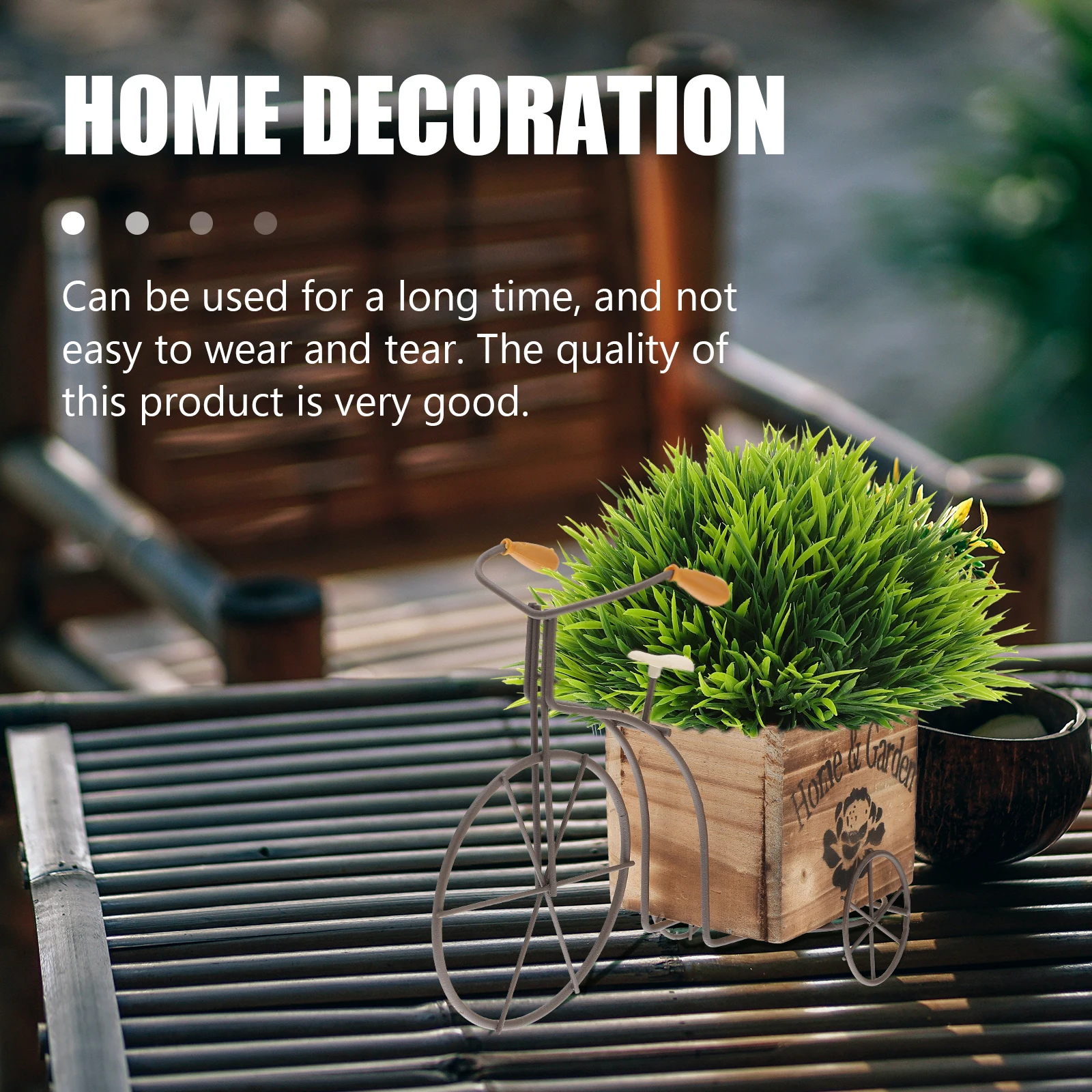 

Wooden Bicycle Flower Box Durable Eco Friendly Craft Ornament Rustic Home Decor Vase Small Flowers Garden Clippings Modern Resin