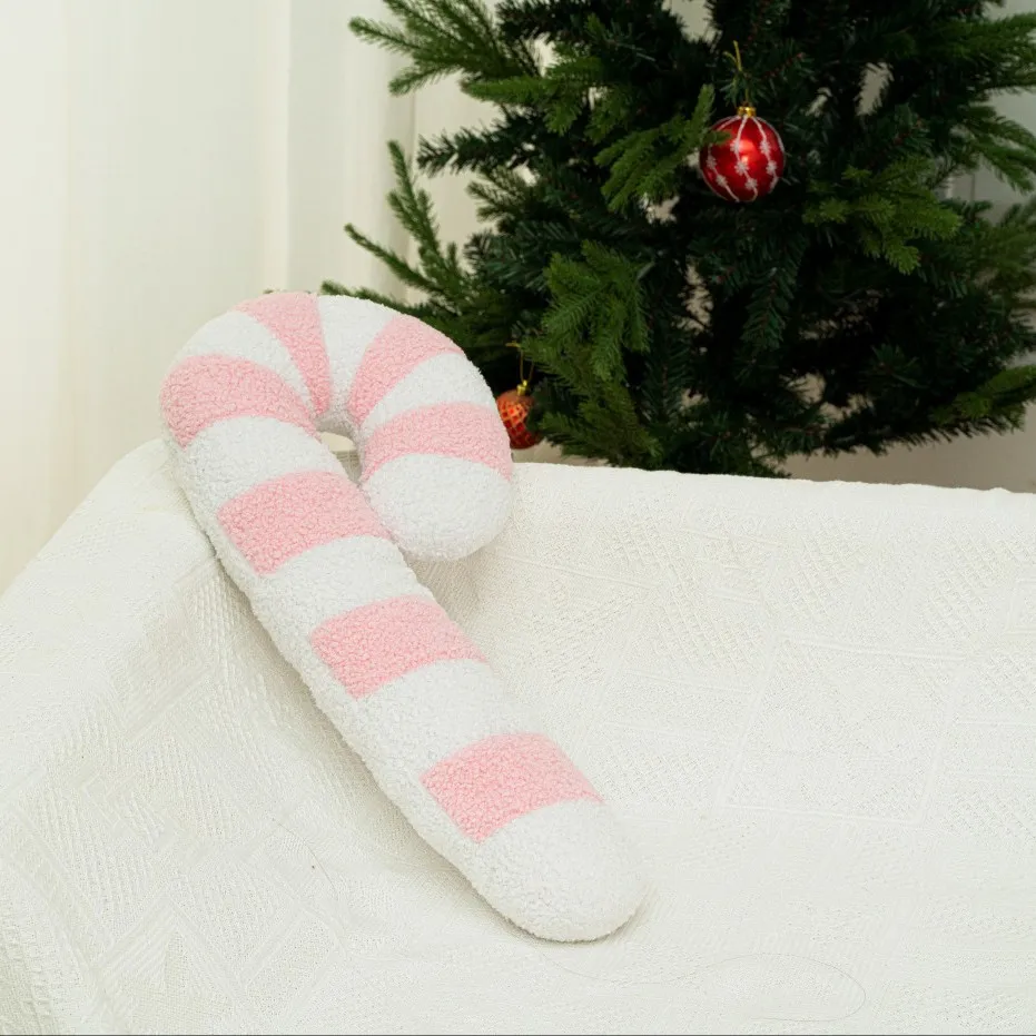 Heißer Artikel Weihnachten Rosa Zuckerstange Kissen Kissen Kissen Weihnachten Zuckerrohr Kissen Plüschtier Ornament Dekoration
