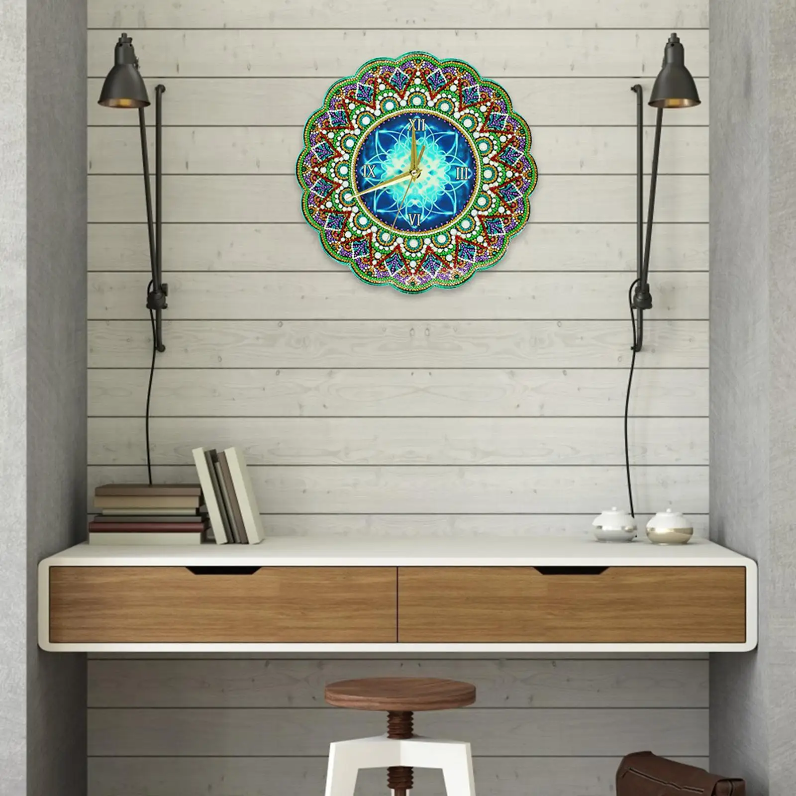 

2D плоские наборы часов для алмазной живописи «сделай сам», настенные часы особой формы с бриллиантами для кухни, спальни, гостиной