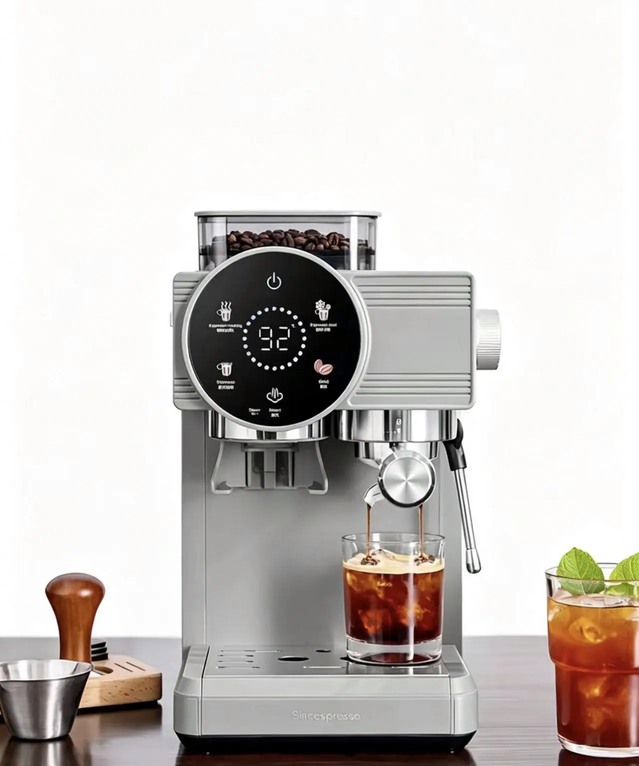 58mm Commercial Portafilter Double Boiler Expresso Coffee Machine Home Espresso Coffee Maker with Bean Hopper