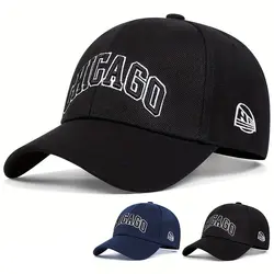 Czapki baseballowe unisex CHICAGO z haftem w kształcie litery Wiosna Jesień Regulowane czapki na co dzień Kapelusz z filtrem przeciwsłonecznym