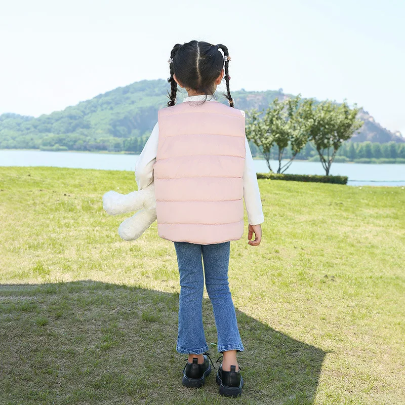 4 To 5 12 Years Children Ultra Light 80% White Duck Down Vests 2025 New Girls Liner Thin Warm Waistcoats for 5-15℃ Boys & Girls