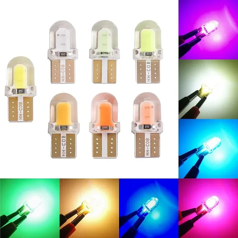 10pcs/lot T10 194 168 W5W COB 8SMD 1W CANbus Silicone Super Bright LED Turn Side License Plate Light Lamp Bulb DC12V