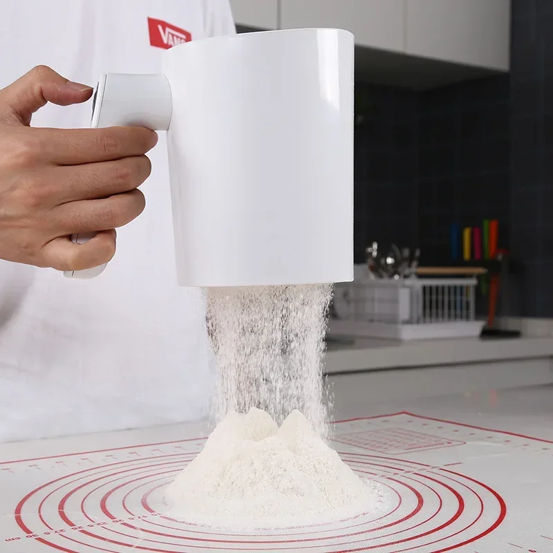 Electric Flour Sieve Icing Sugar Powder Handheld Stainless Steel Flour Screen Cup Shaped Sifter Pastry Cake Tool