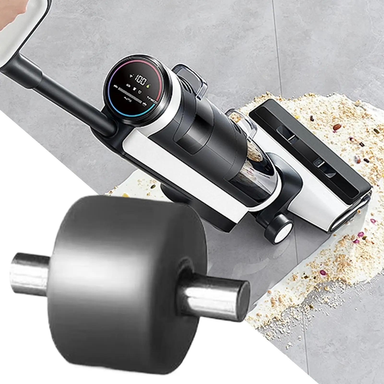 Universal Vacuum Roller Replacement Head, Plug and Play Floor Brush with Glide Wheels, Silent Cleaning Tool for Furniture Carpet