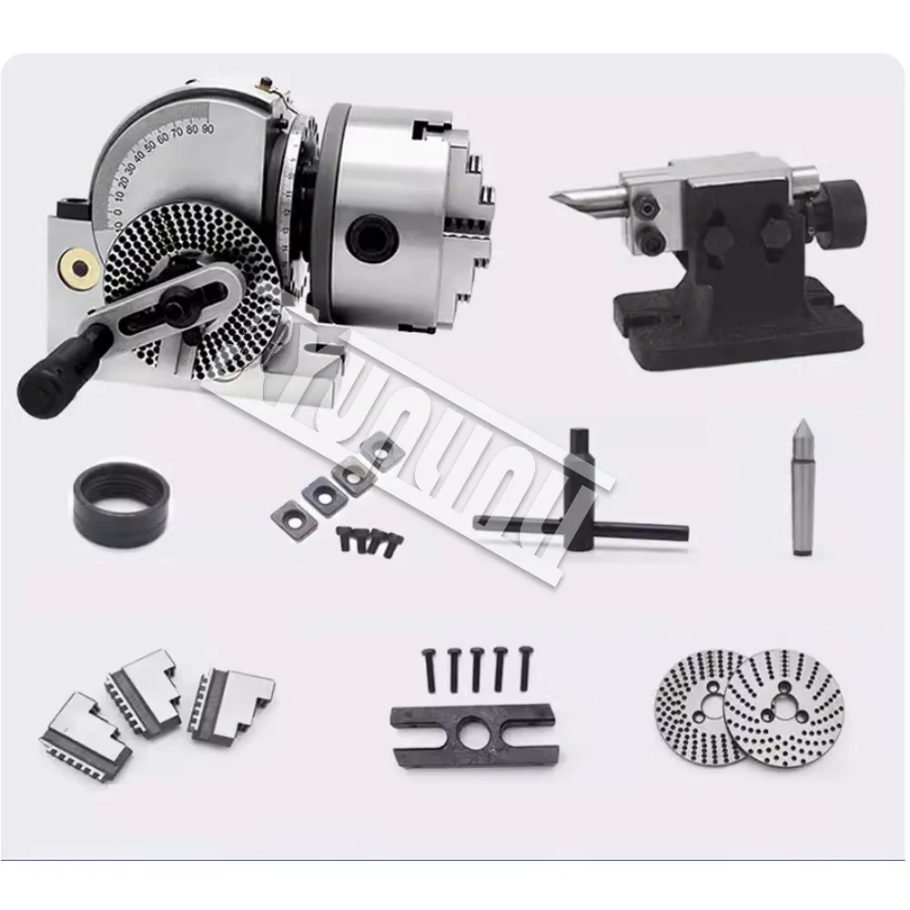 Milling Machine Universal Dividing Head 4/5/6 inch CNC Rotary Axis 3 Jaw 100mm 125mm Chuck CNC Tailstock for Router Rotary Table