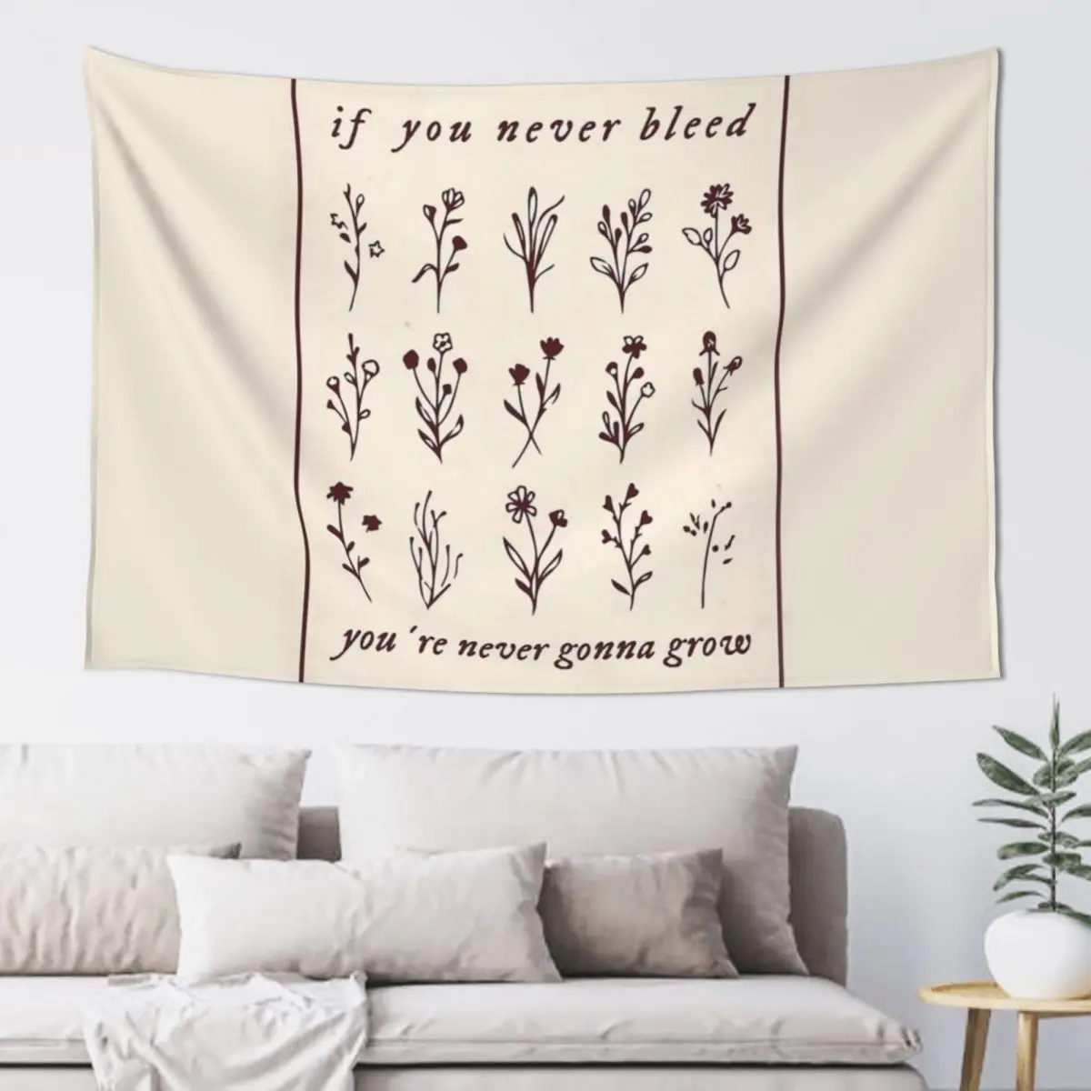 if you never bleed you're never gonna grow Tapestry Home Decoration Decor For Bedroom Wall Decor Decor Home Tapestry