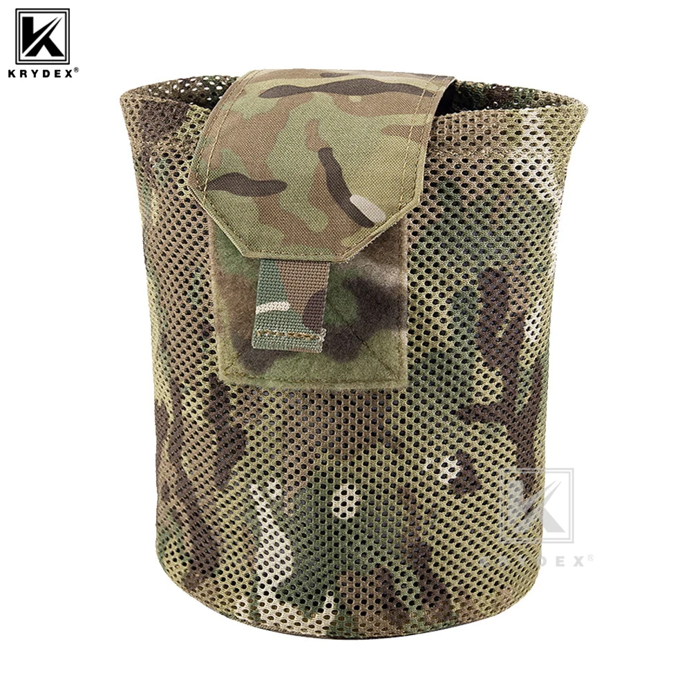 KRYDEX Tactical Dump Pouch Molle Drop Mag Pouches Roll Up Foldable Mesh Pouch Recovery Tool Pack Utility Waistbag