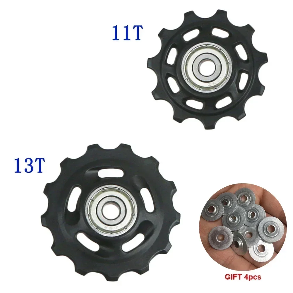 SPORTFUN 11T 13T Bearing MTB Bicycle Rear Guide Wheel Jockey Rear Derailleur Pulley Roller For 9/10/11Speed Sealed Steel Bearing