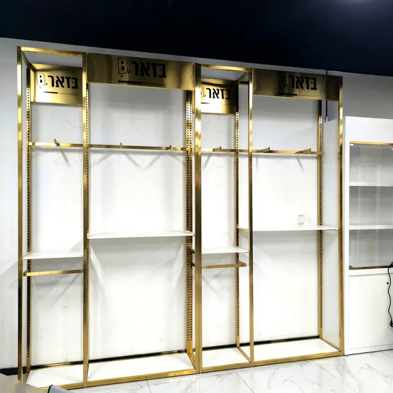 Металлические стойки для демонстрации одежды Customized.Presentoir Vetement: золотые вешалки для одежды