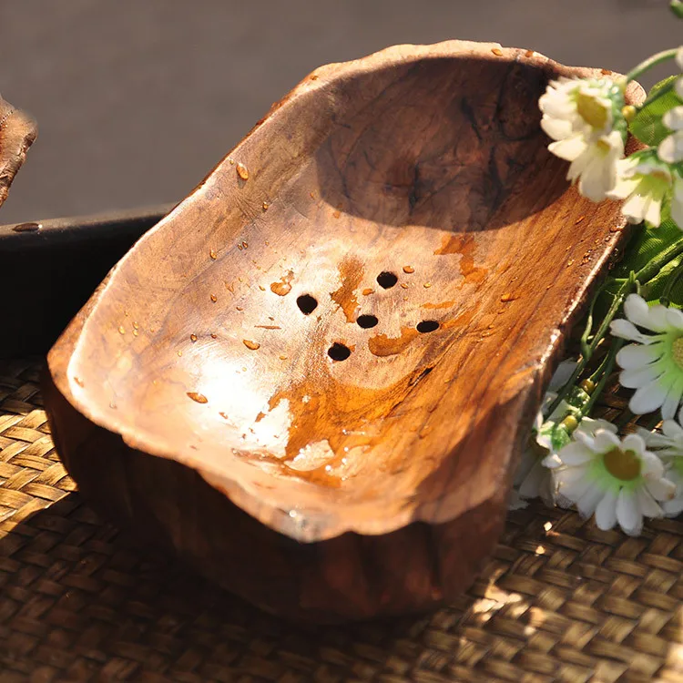 

Handmade Irregular Natural Wooden Soap Dish Wood Soap Tray Holder Storage Soap Rack Plate Box Container Porta Sapone Anti Cerne