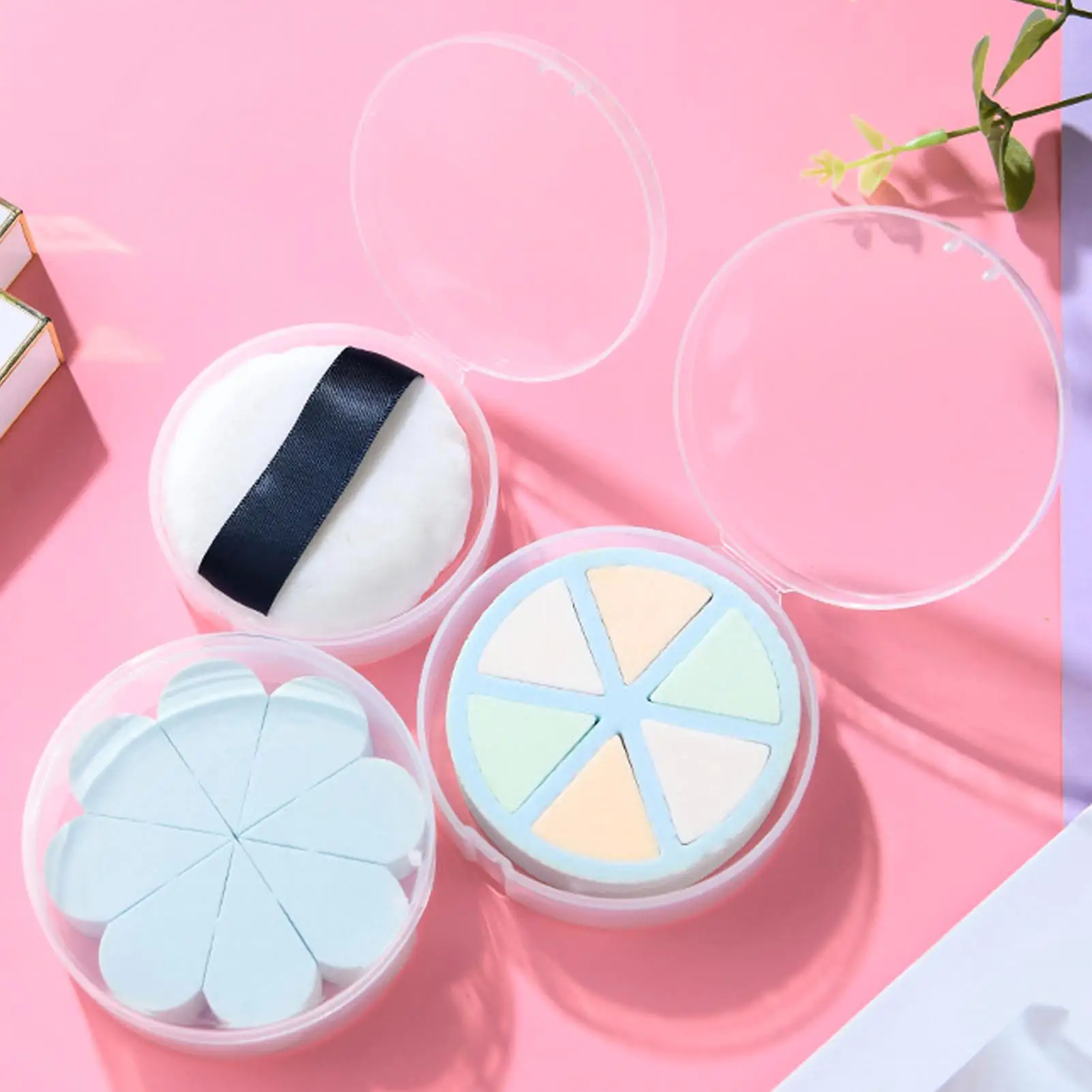 Portable Flip Cover Transparent Cosmetic Sponge Storage Box