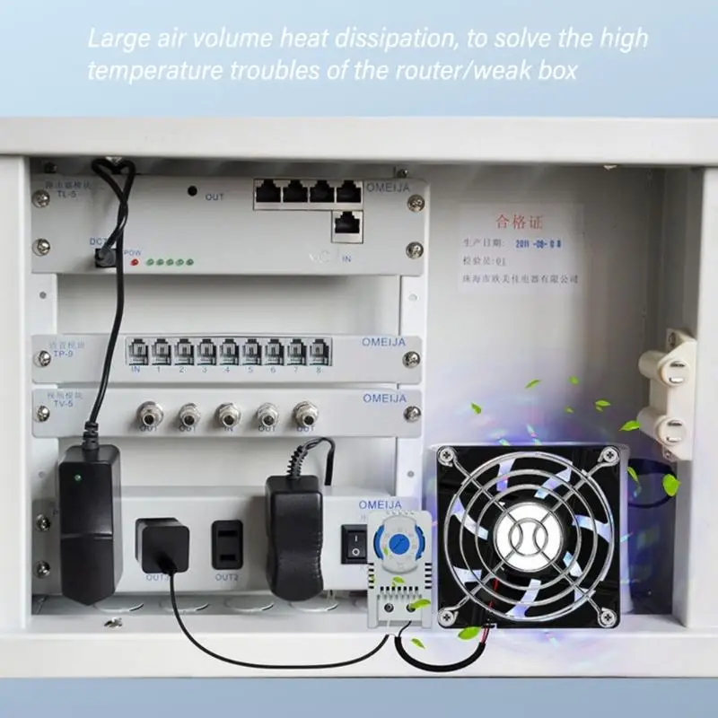 D7YC 80mm USB Quiet Cabinets Cooling Fan With 0-60℃ Temperature Control Systems for Cabinets Home Theater Plant House