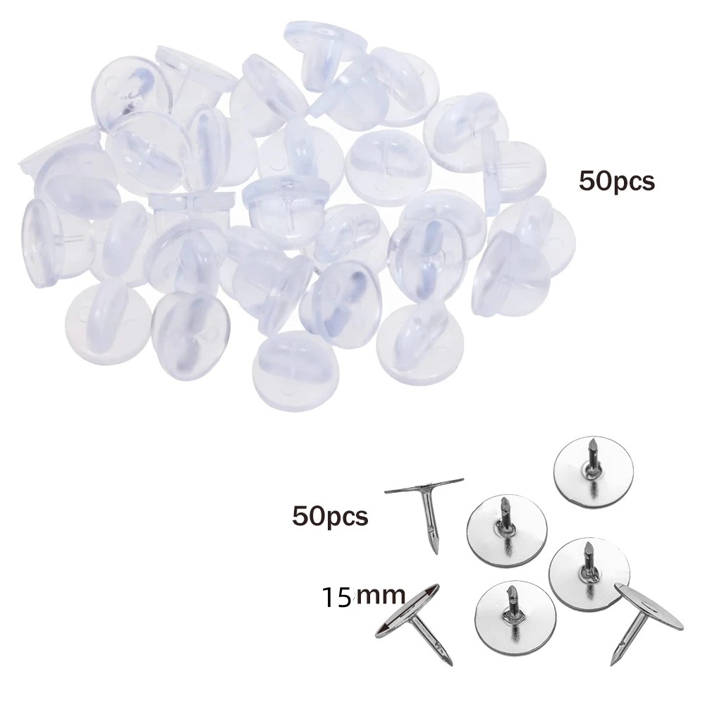 100 قطعة بولي كلوريد الفينيل المطاط دبوس ظهورهم Heliltd فراشة مخلب التعادل المسامير فارغة DIY بها بنفسك موحدة شارات حامل المشبك التلبيب دبوس المينا دبابيس