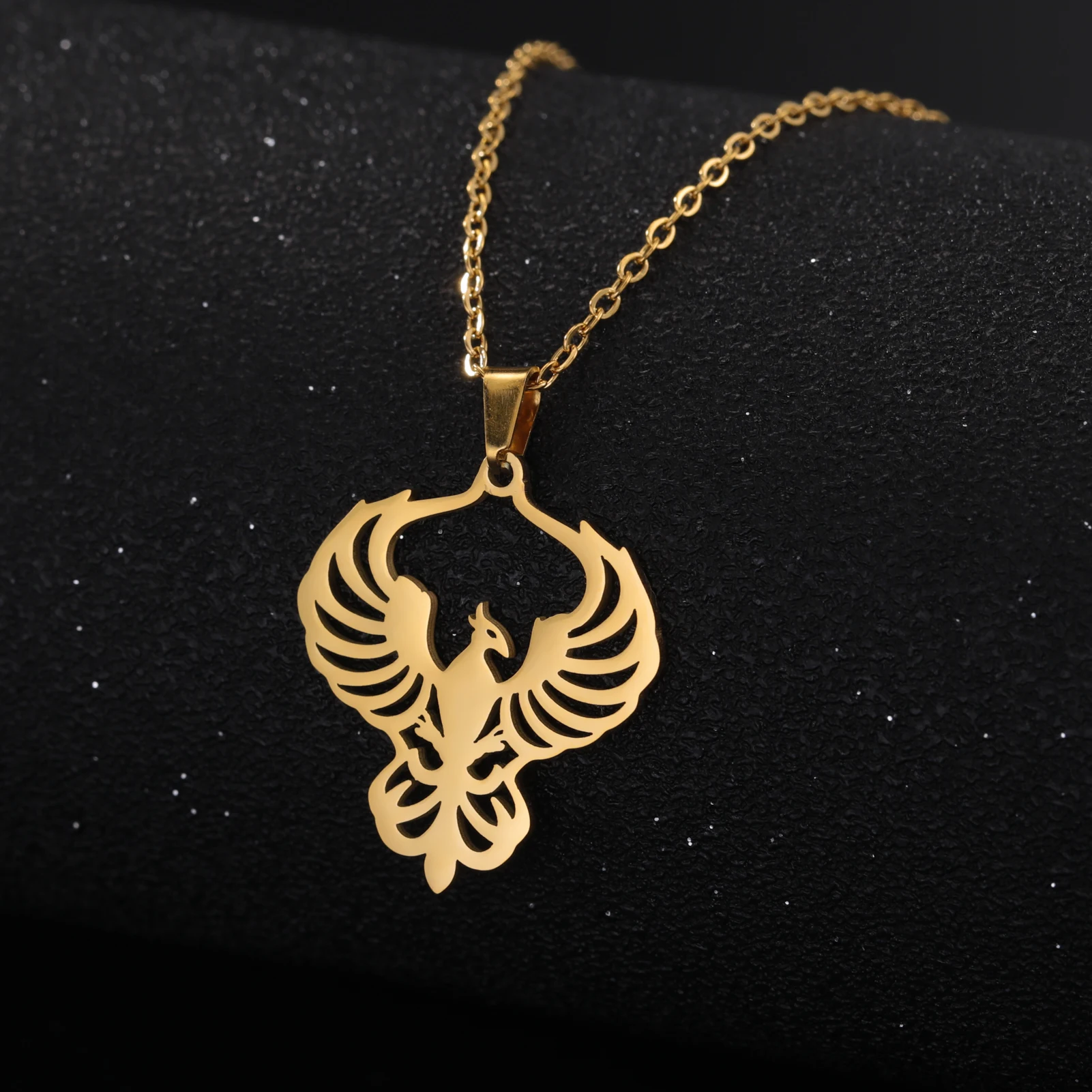 Phoenix Necklace Supernatural Amulet Chain God Bird Gift For Woman Men Kid Child Gold Color Stainless Steel Pendant Jewelry