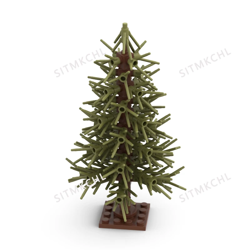 Pine Tree-Modell – verschneite Weihnachtsbaum-Straßendekoration, DIY-Baustein-Set, kompatibel mit großen Marken – Detail 5
