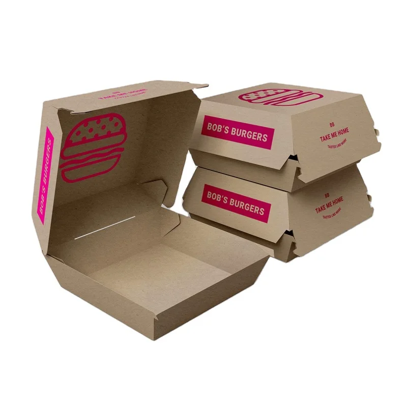 Customized productWhite Biodegradable Craft Fries Hamburger Box Packaging Custom Print Packing Cardboard Paper Burger Box