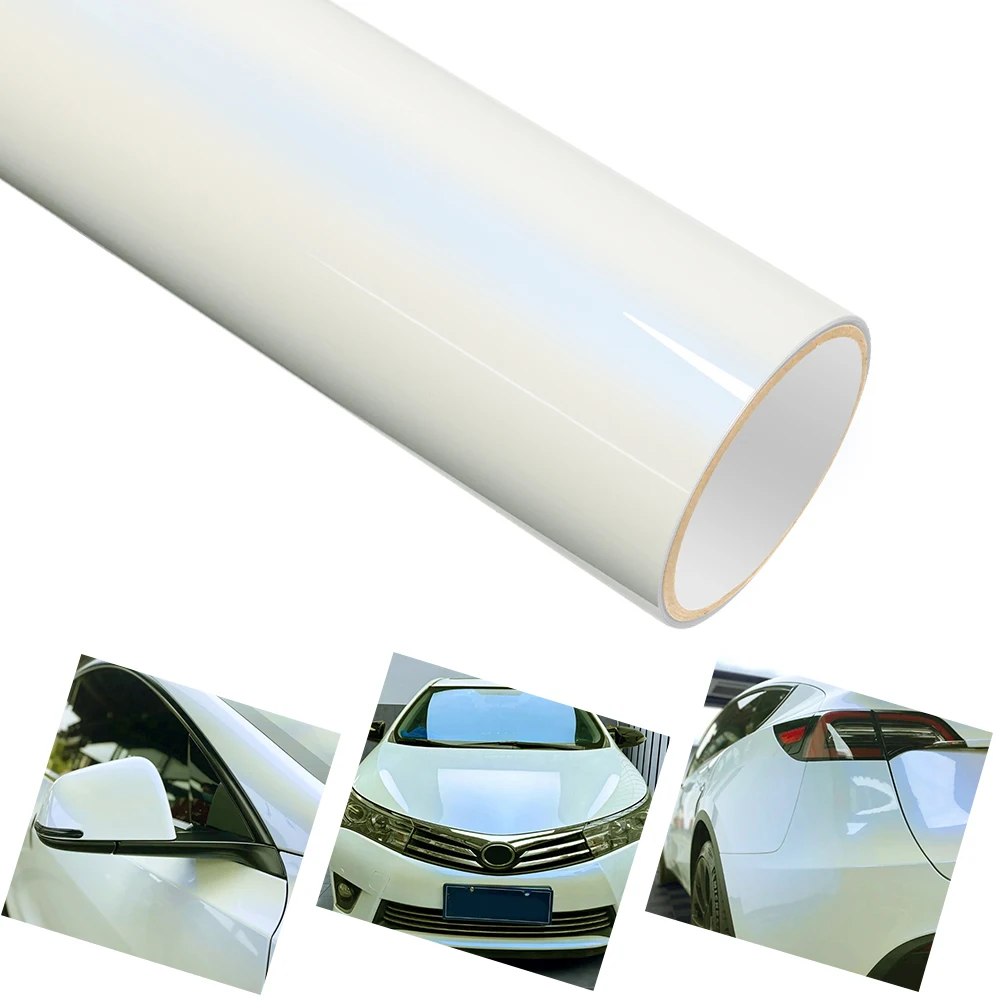 

PET Platinum (Bright) White to Blue Car Vinyl Film Auto Wrap Decal Sticker Self-Adhesive DIY Car Body Exterior Decoration Film