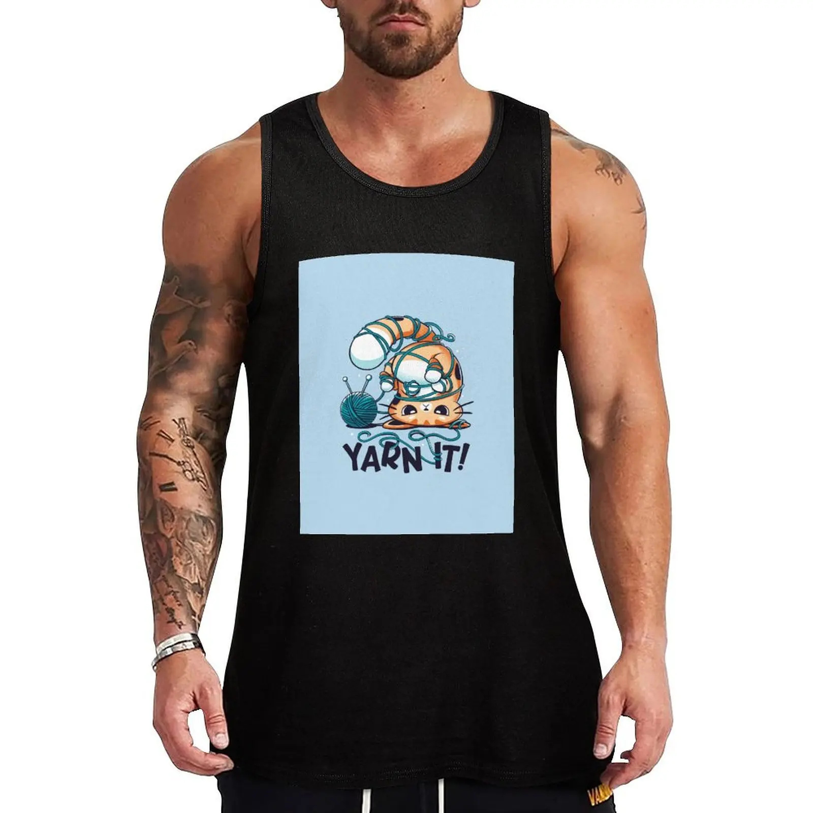 

Yarn It! - Cute Silly Cat Tank Top Casual Work Tank Top Utility Sleeveless Shirt