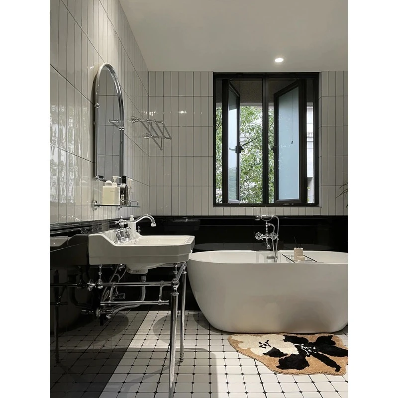 American Retro Style Floor-to-ceiling Washbasin Small Apartment Bathroom Ceramic Bracket Washbasin