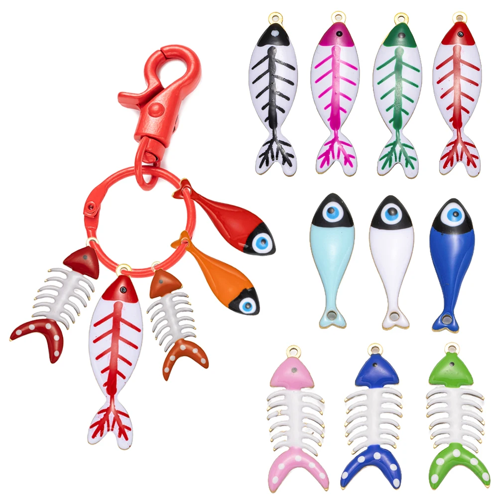 

2/6/10 шт., металлические эмалированные подвески в виде рыбьей кости, подвески, компоненты для DIY, серьги ручной работы, ожерелье, принадлежности для изготовления ювелирных изделий, аксессуары